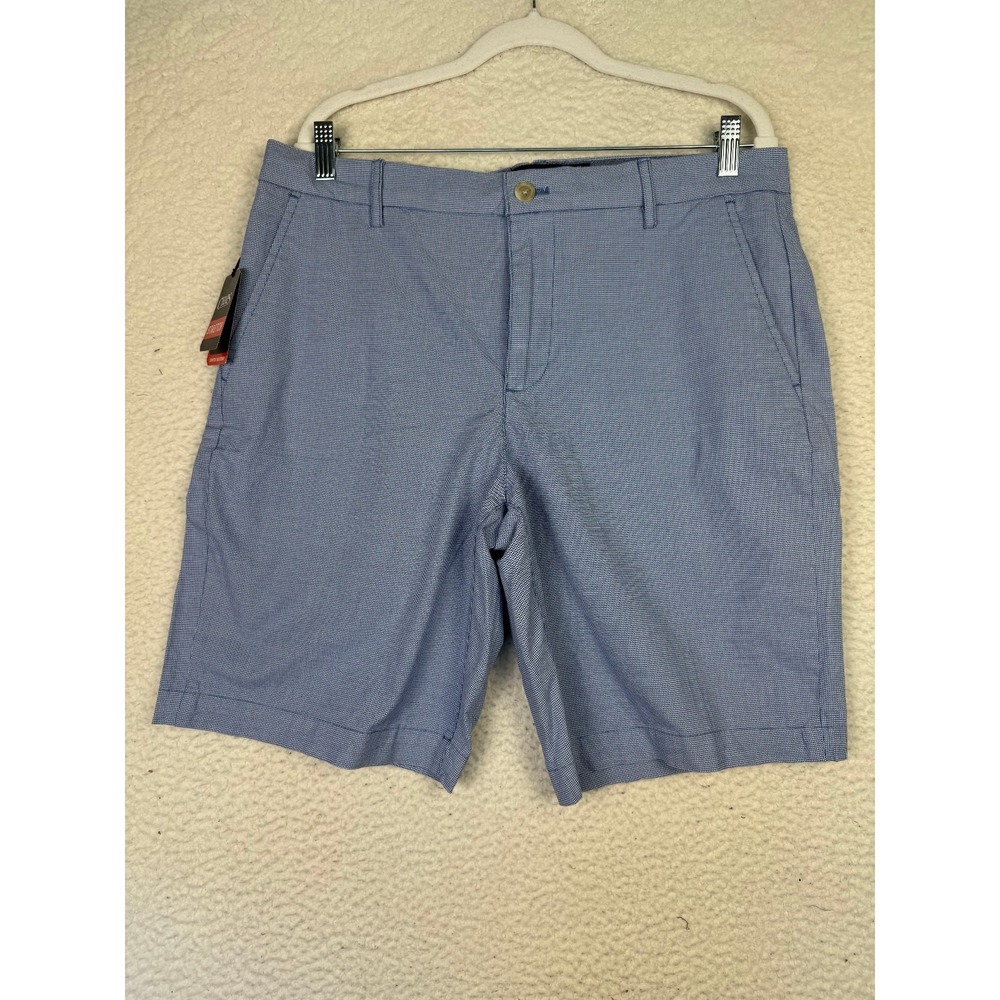 Chaps Shorts Mens 34 Blue Check Bermuda Stretch‎ Cotton Casual Summer Pockets